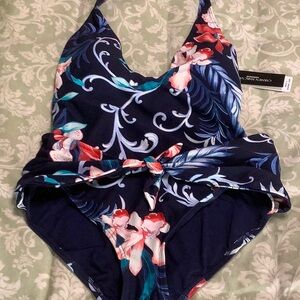Carmen Marc Valvo Blue Floral Swimsuit